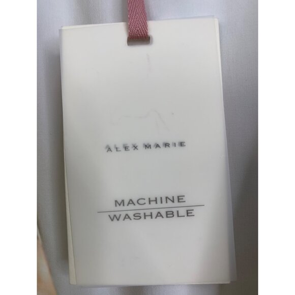 Alex Marie Pink Floral Wrap Midi Dress Tiered Puff Short Sleeves Sz 12 RD10175 - Picture 6 of 11